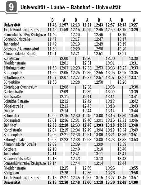 bus schedule from konstanz